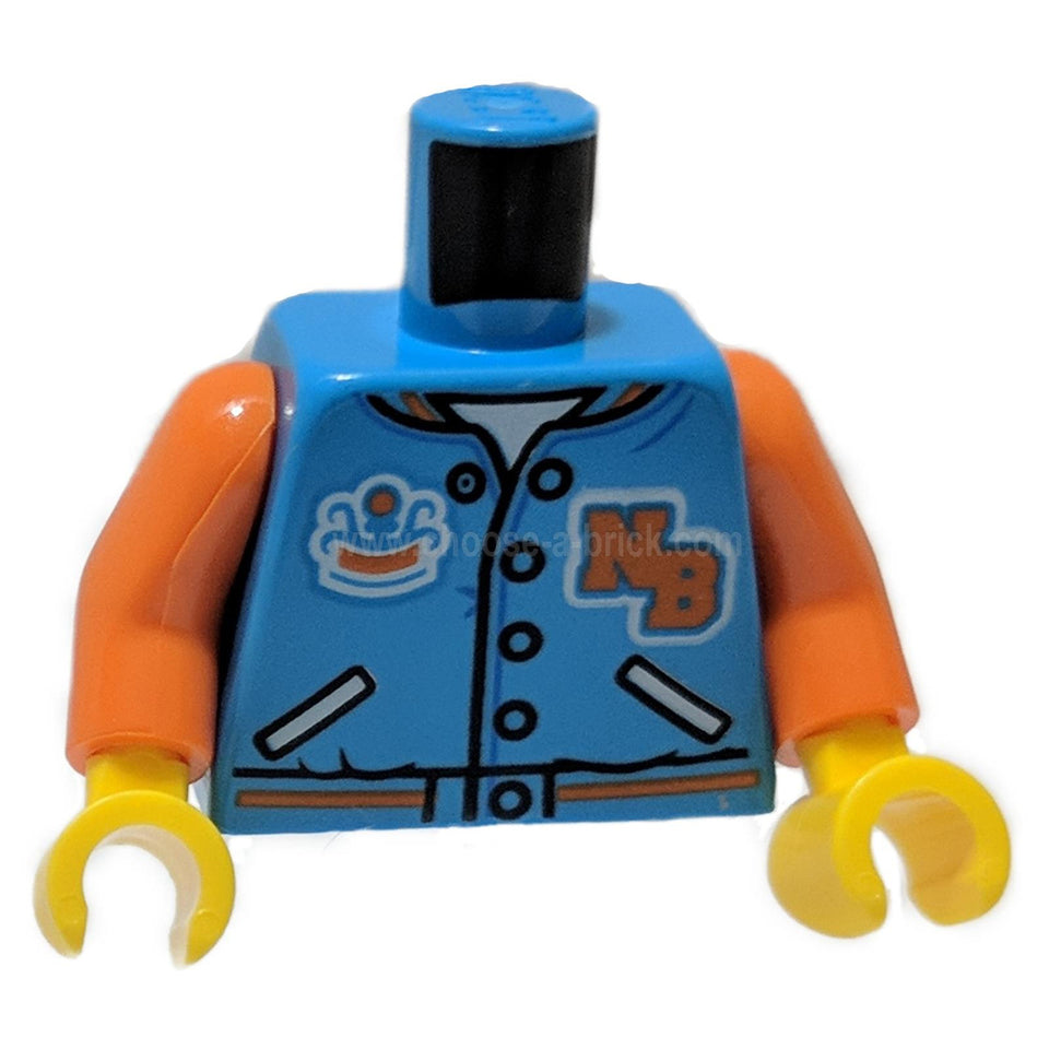 Azure Oscuro Torso de Chaqueta Deportiva con Naranja 'NB' y 'SQUIDS' en el Patrón de la Espalda - Naranja Brazos - Amarillo Manos