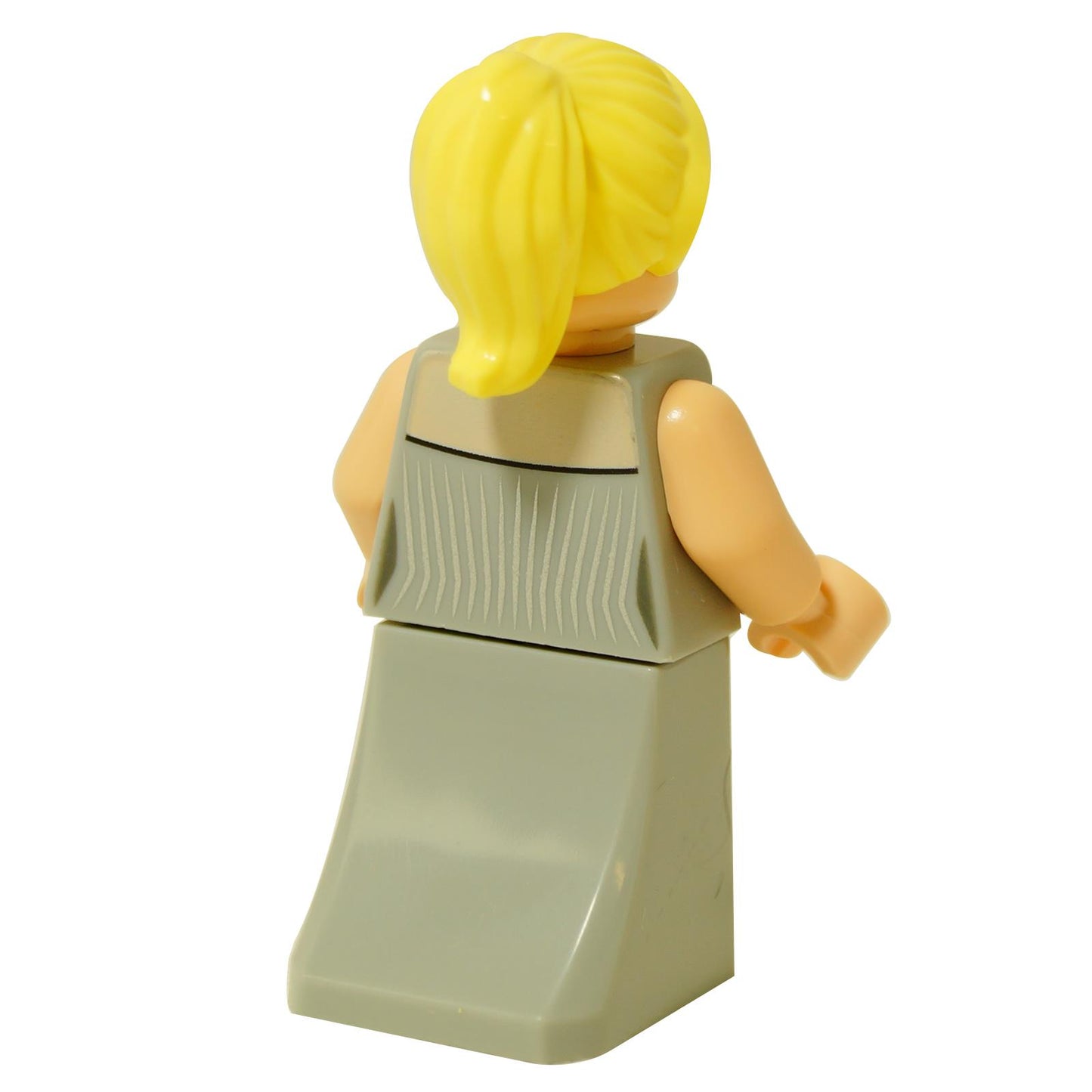 Rückansicht der LEGO Fleur Delacour Minifigur, die den Druck auf der Rückseite ihres blassgrünen Oberteils zeigt.
