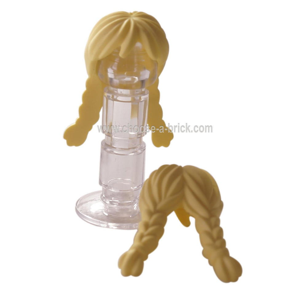 LEGO Peças - Amarelo Claro Minifigura, Cabelo Feminino Longo com Trança