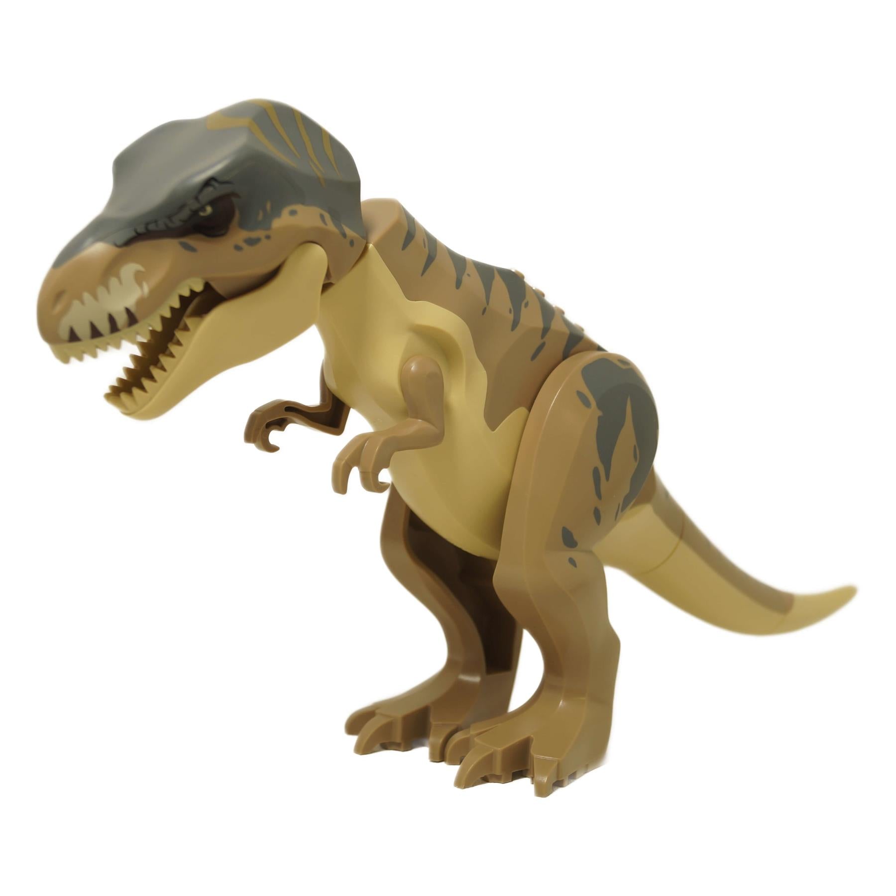 LEGO® Dinosaur Tyrannosaurus rex – Tan with Dark Tan Back and Dark Bluish Gray Markings (Trex12)