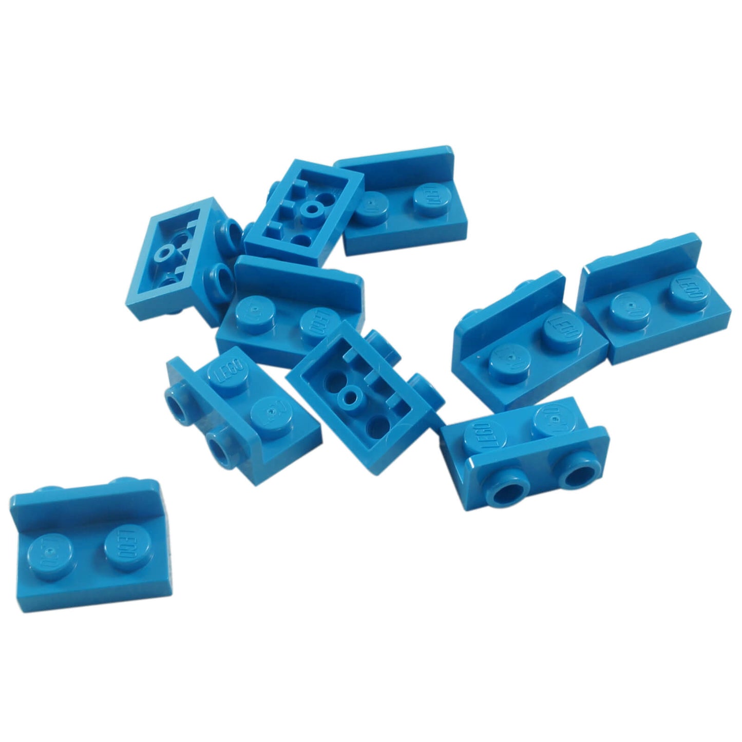 Dark azure inverted bracket 1 x 2 - 1 x 2 part 99780, offset building element for compact SNOT construction
