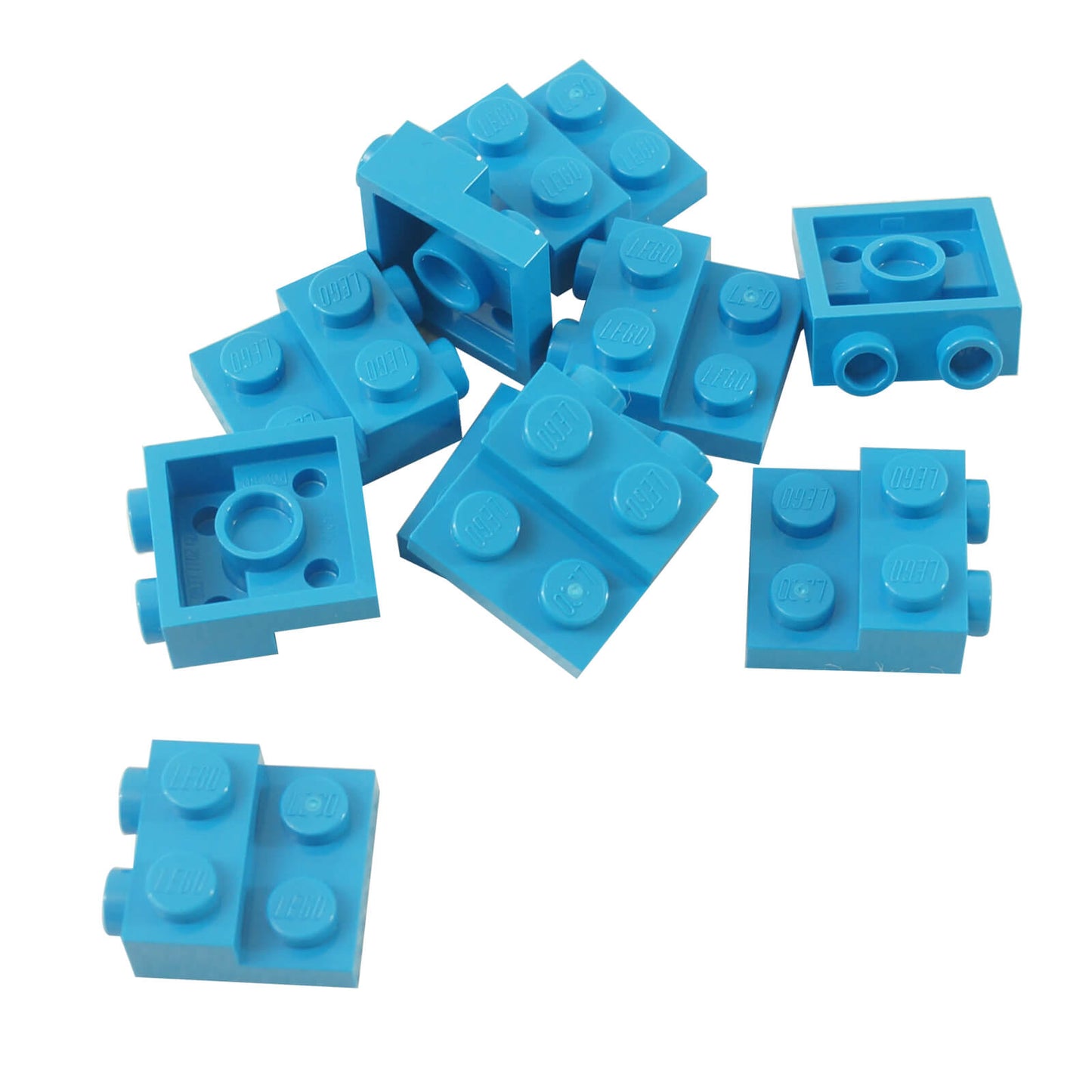 Tmavě azurová LEGO® modifikovaná deska 2 x 2 x 2/3 se dvěma bočními kolíky pro SNOT stavební techniky
