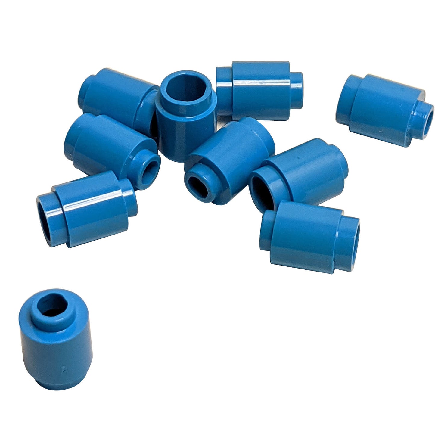 Dark azure round 1 x 1 brick part 3062 with cylindrical shape for LEGO® building details and accents
