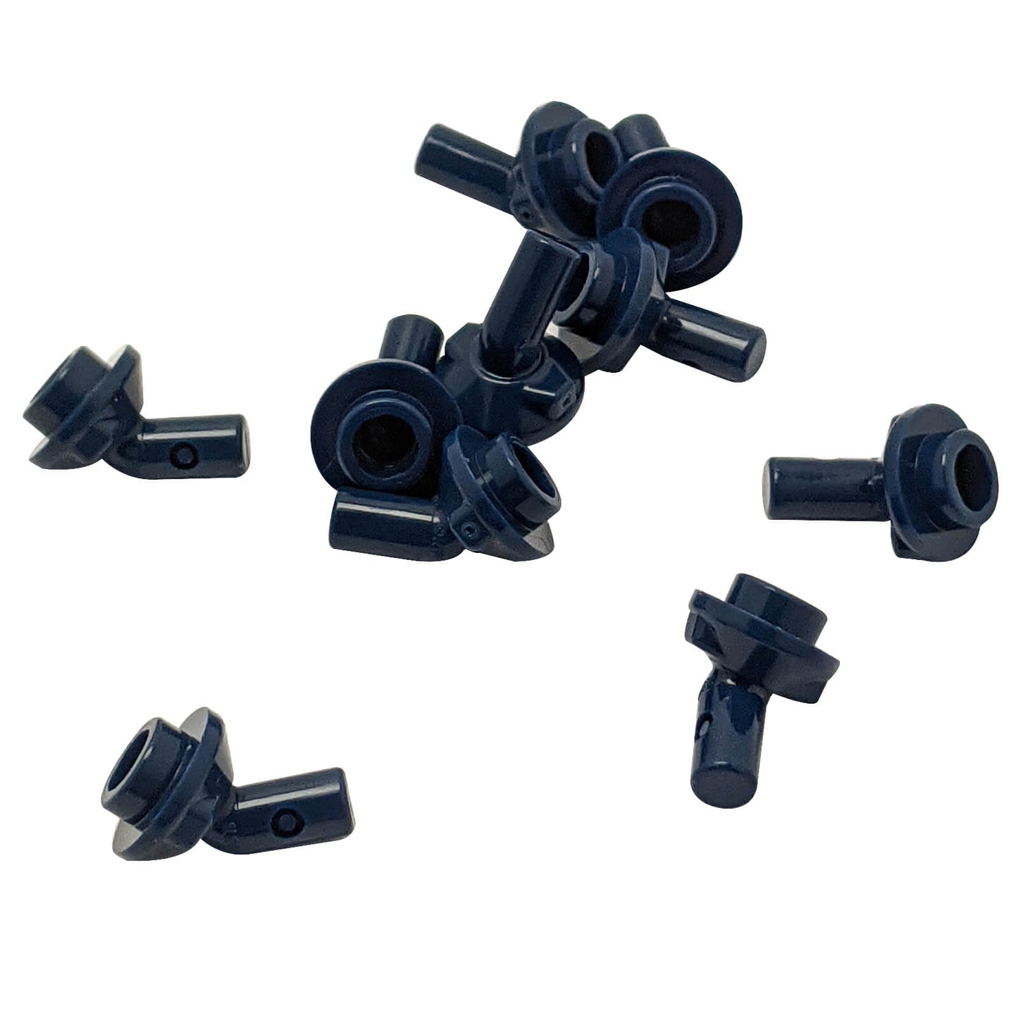 Dark blue bar 1L with angled hollow stud for clip connections, small mounts, and compact attachments
