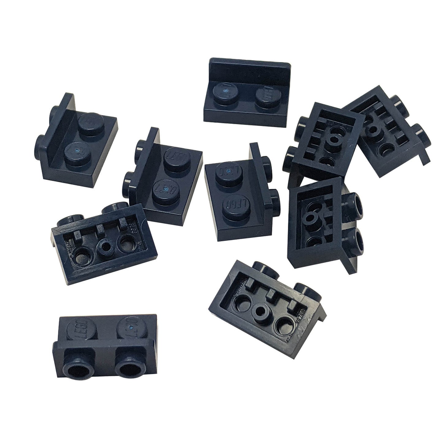 Dark blue inverted bracket 1 x 2 - 1 x 2 part 99780, offset building element for compact SNOT construction
