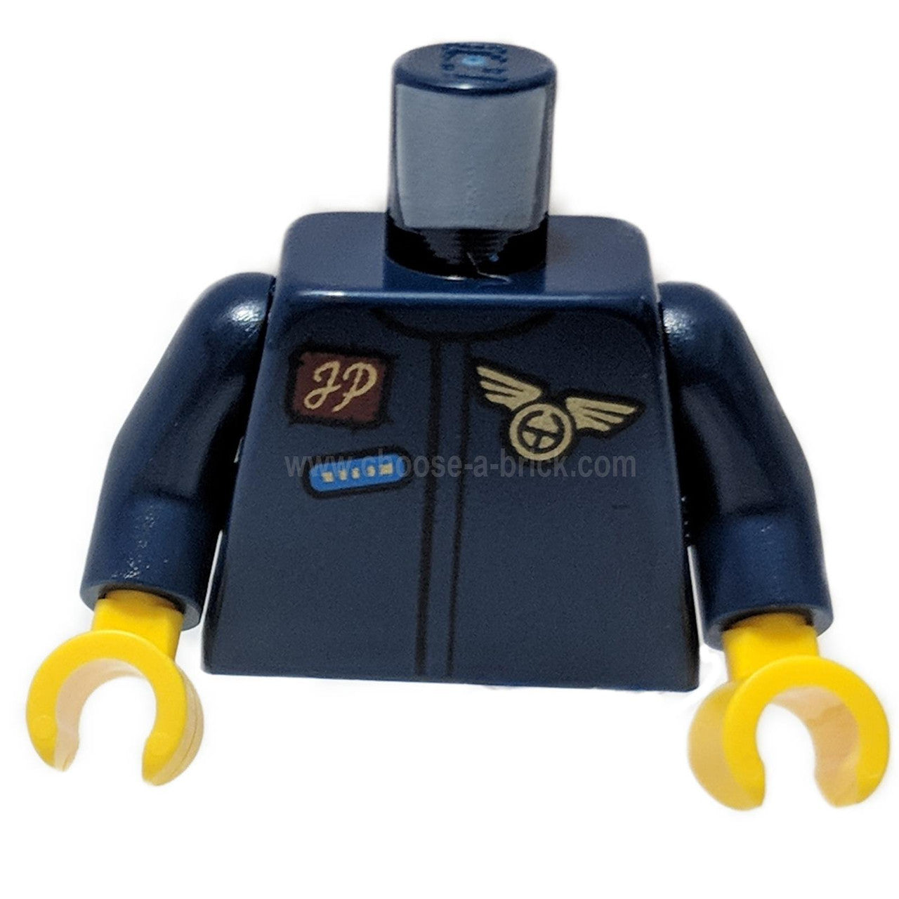 dark blue LEGO pilot jumpsuit torso wings badge propeller back 973pb4139c01
