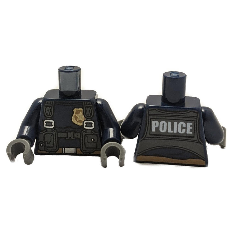 dark blue lego police harness torso gold star badge police back 973pb3567c01
