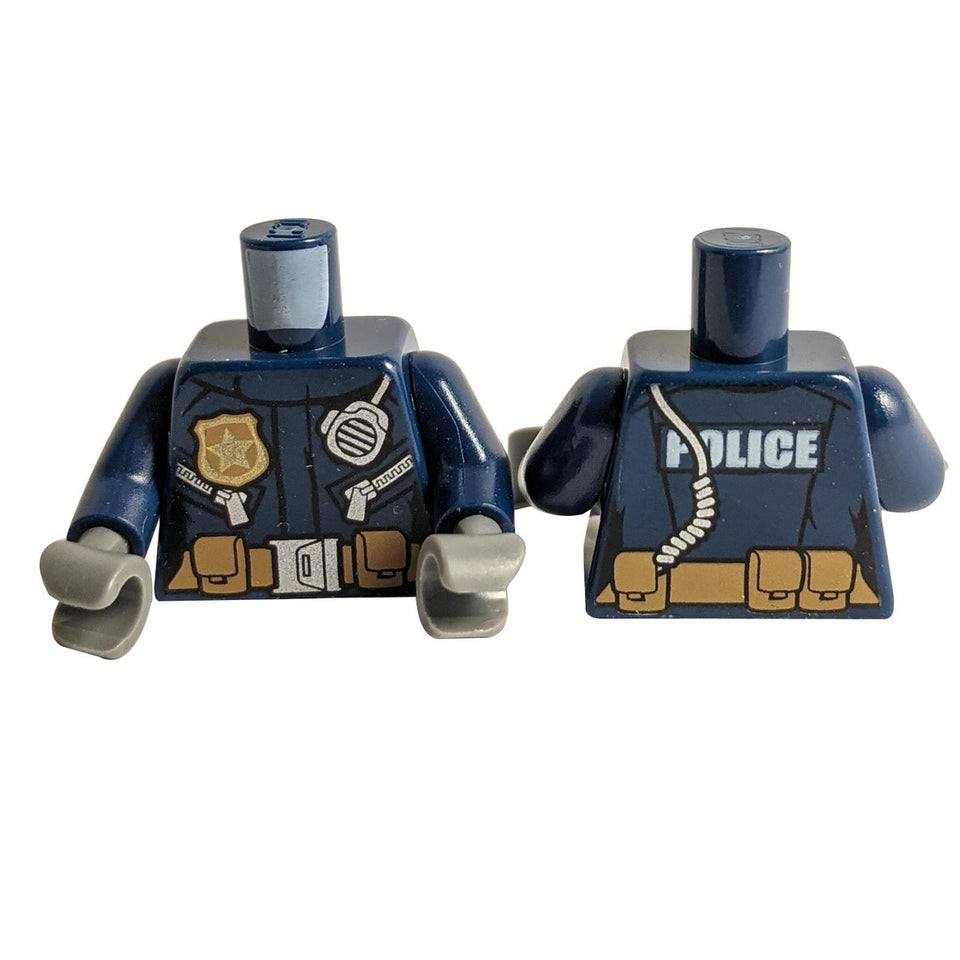 LEGO dark blue police jacket torso with badge and radio print 973pb2606c01
