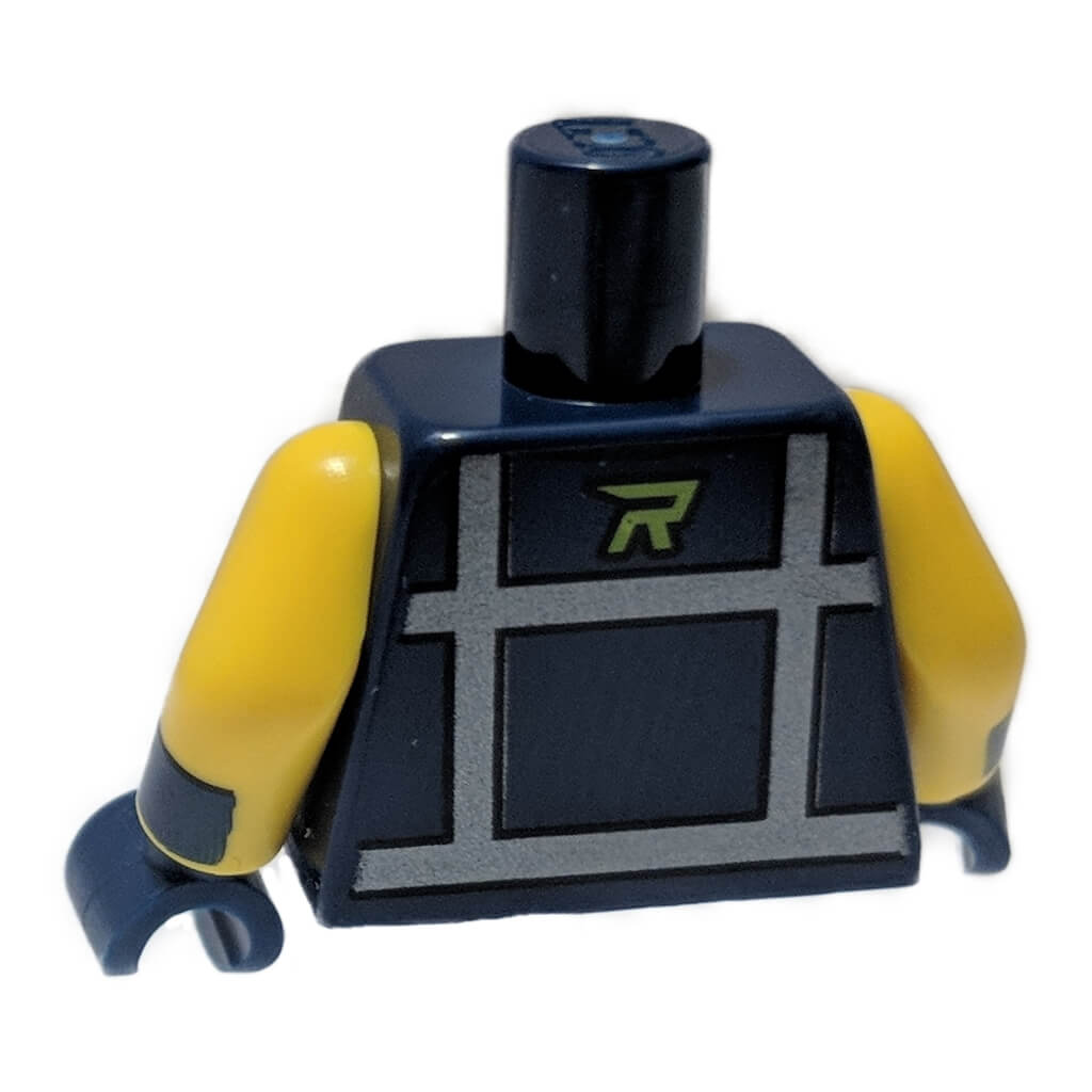 dark blue LEGO safety vest torso reflective grid lime R back 973pb3391c01
