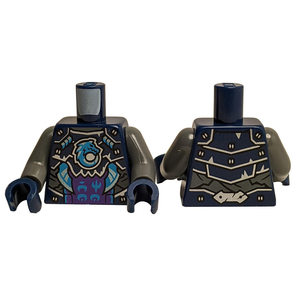 dark blue LEGO silver armor torso crest emblem 973pb5516c01
