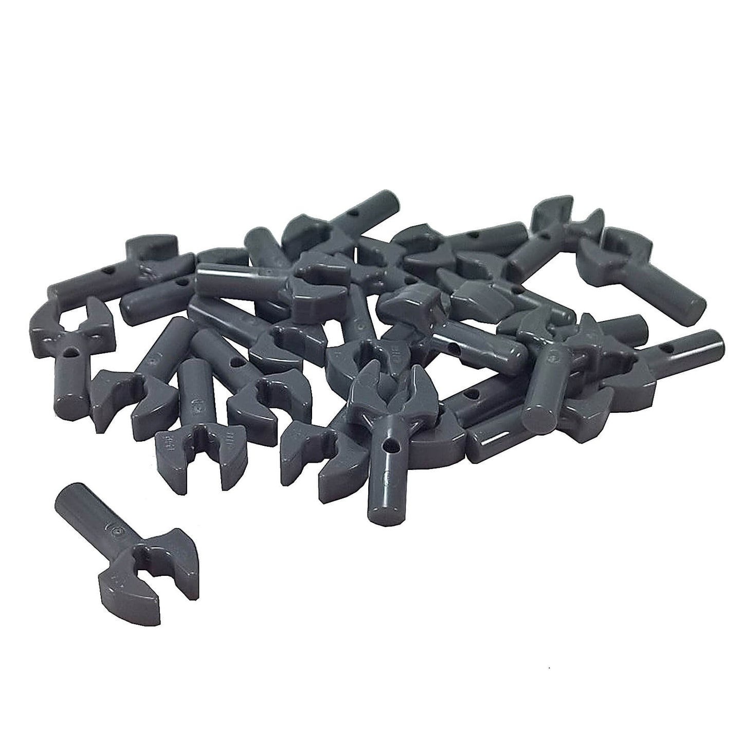 Dark bluish gray bar 1L with clip mechanical claw (48729b) for gripping parts, tools, and small attachments

