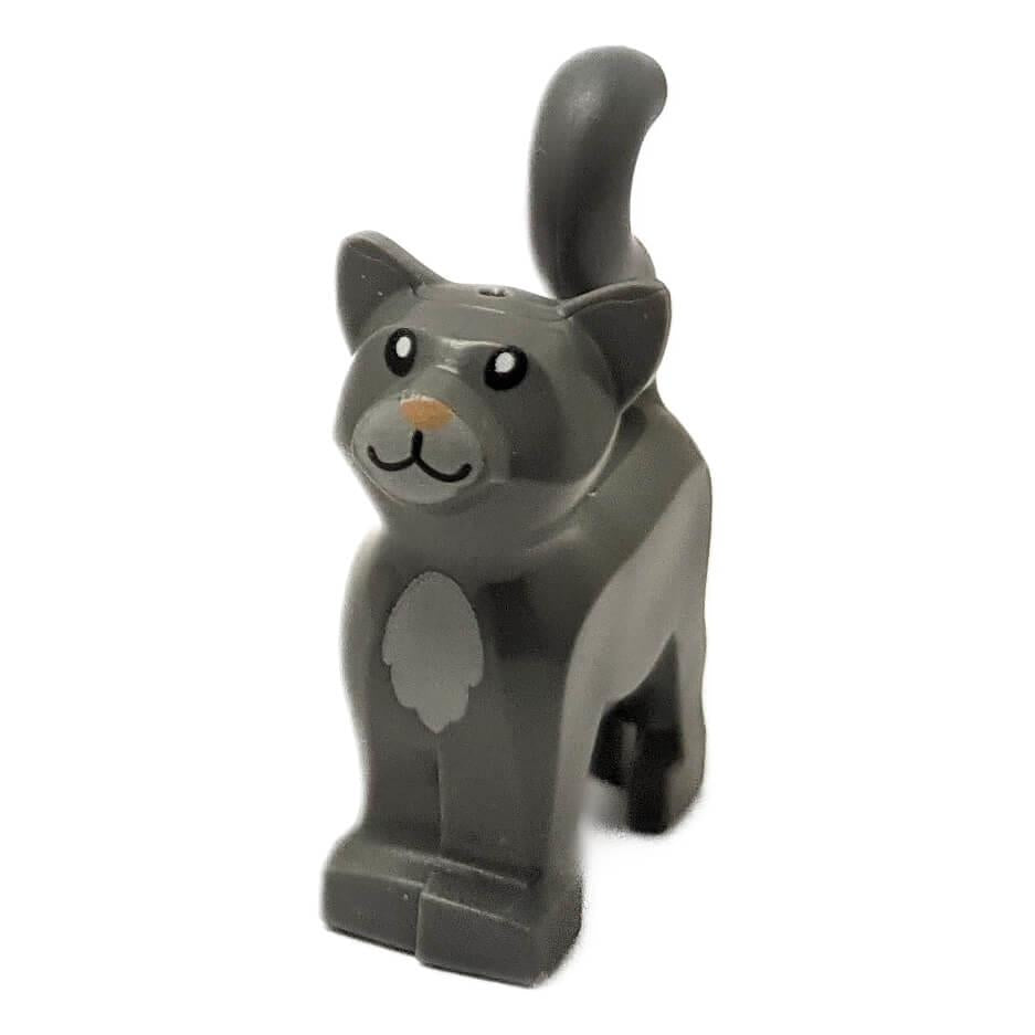 Standing dark bluish gray cat figure 13786pb09 with gray chest print and molded tail and facial details