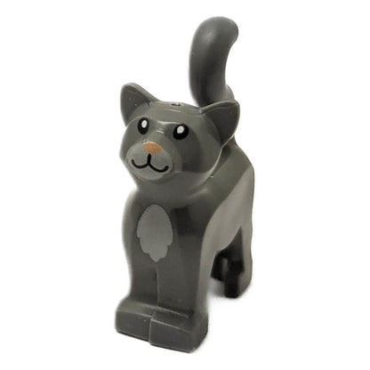 Standing dark bluish gray cat figure 13786pb09 with gray chest print and molded tail and facial details