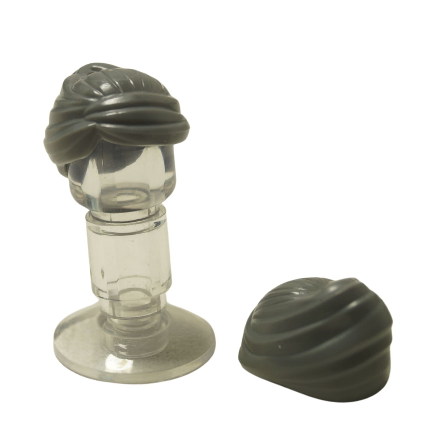 Dark bluish gray LEGO® female minifigure hair swept back into a bun with top hole (part 99240)

