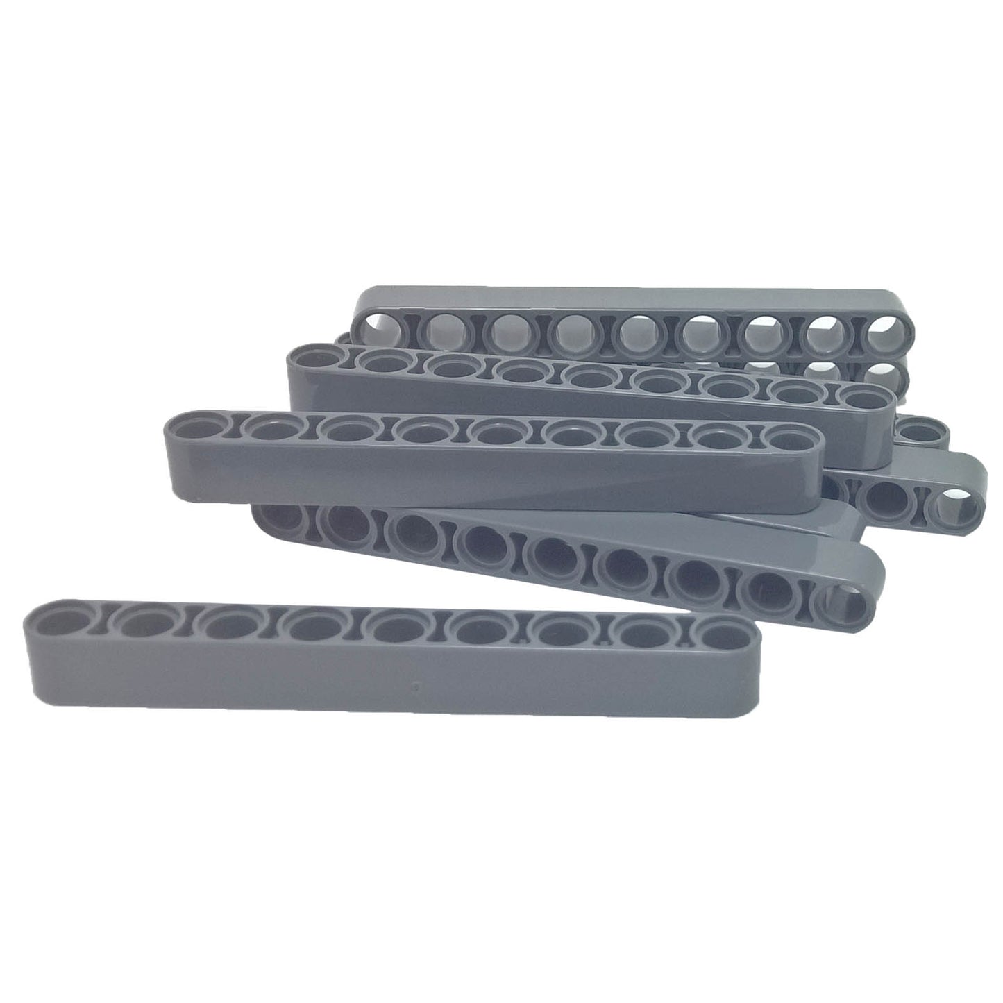 Dark bluish gray Technic liftarm 1 x 9 thick beam with evenly spaced pin holes, structural connector for builds
