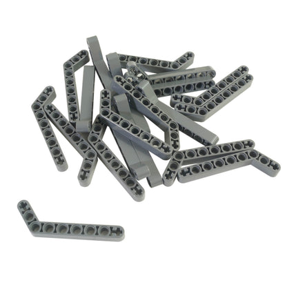 Technic bras de levage modifié coudé épais 1x9 (7-3) gris foncé, poutre angulaire avec trous pour axes pour les constructions Technic.
