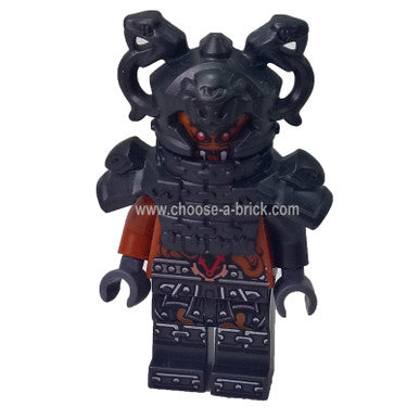 LEGO® NINJAGO Commander Raggmunk minifigure njo0294 dark armor orange serpent details
