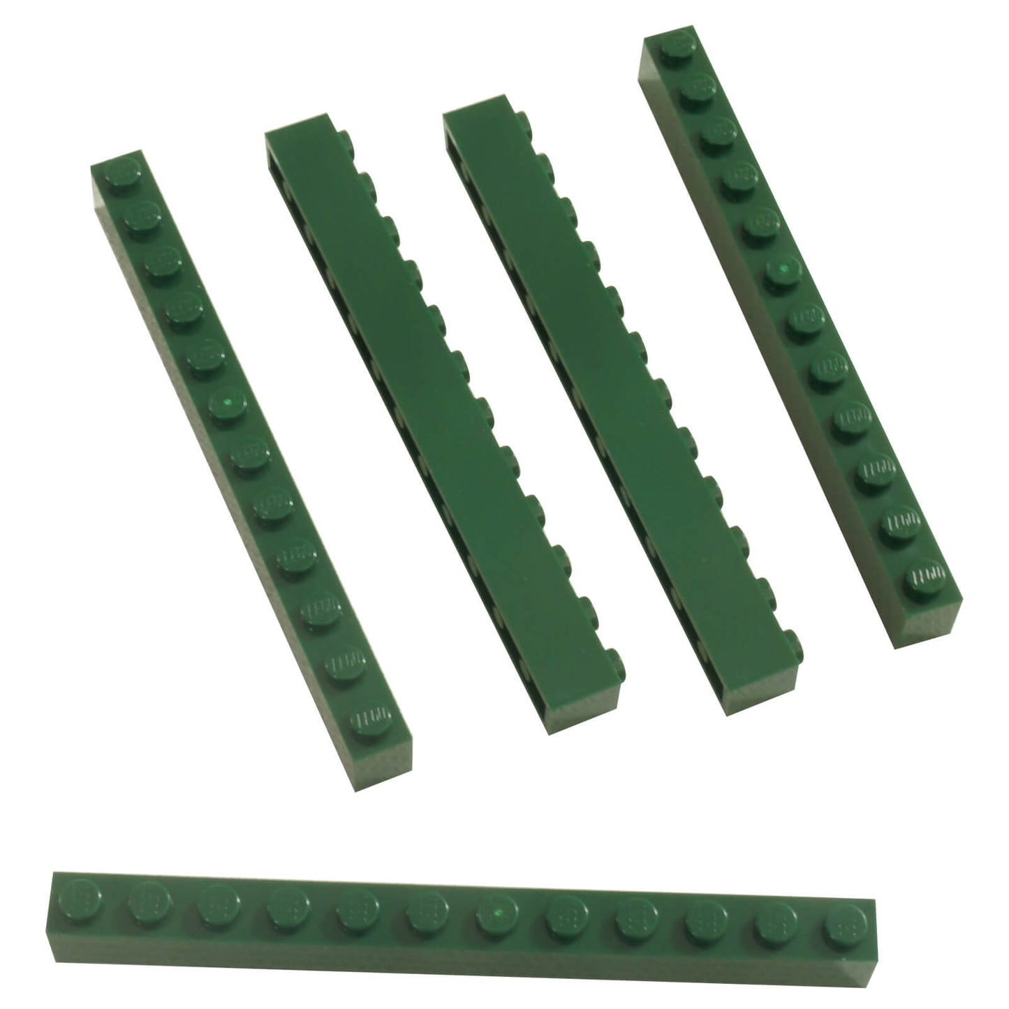 Dark green brick 1 x 12 part 6112, long rectangular building brick for walls, beams and structural builds
