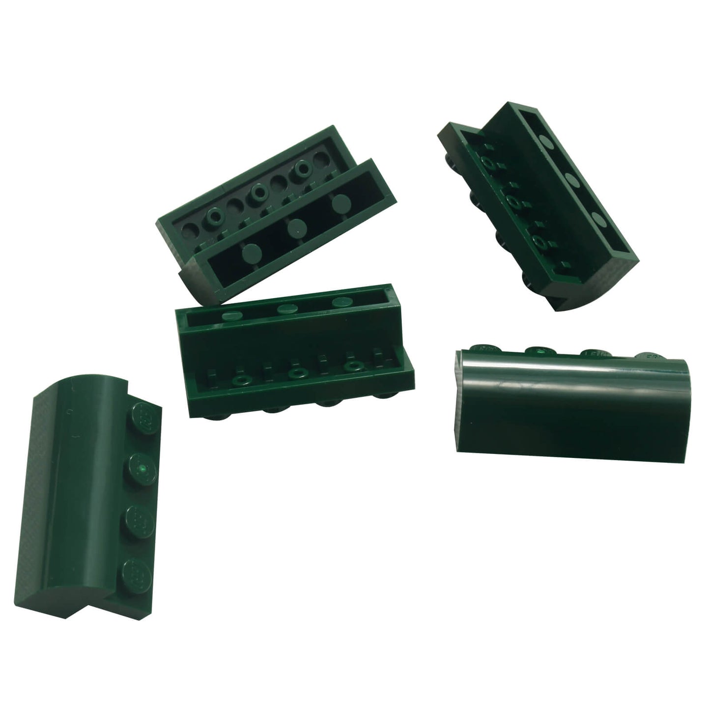 Dark green curved 2x4 slope with recessed studs (6081) for smooth shaping, roofs, and vehicle builds
