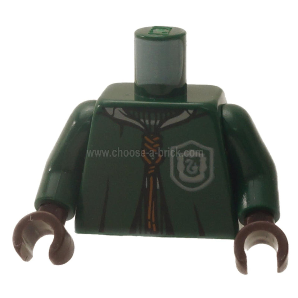 dark green LEGO hooded robe torso white collar orange laces serpent crest 973pb3314c01
