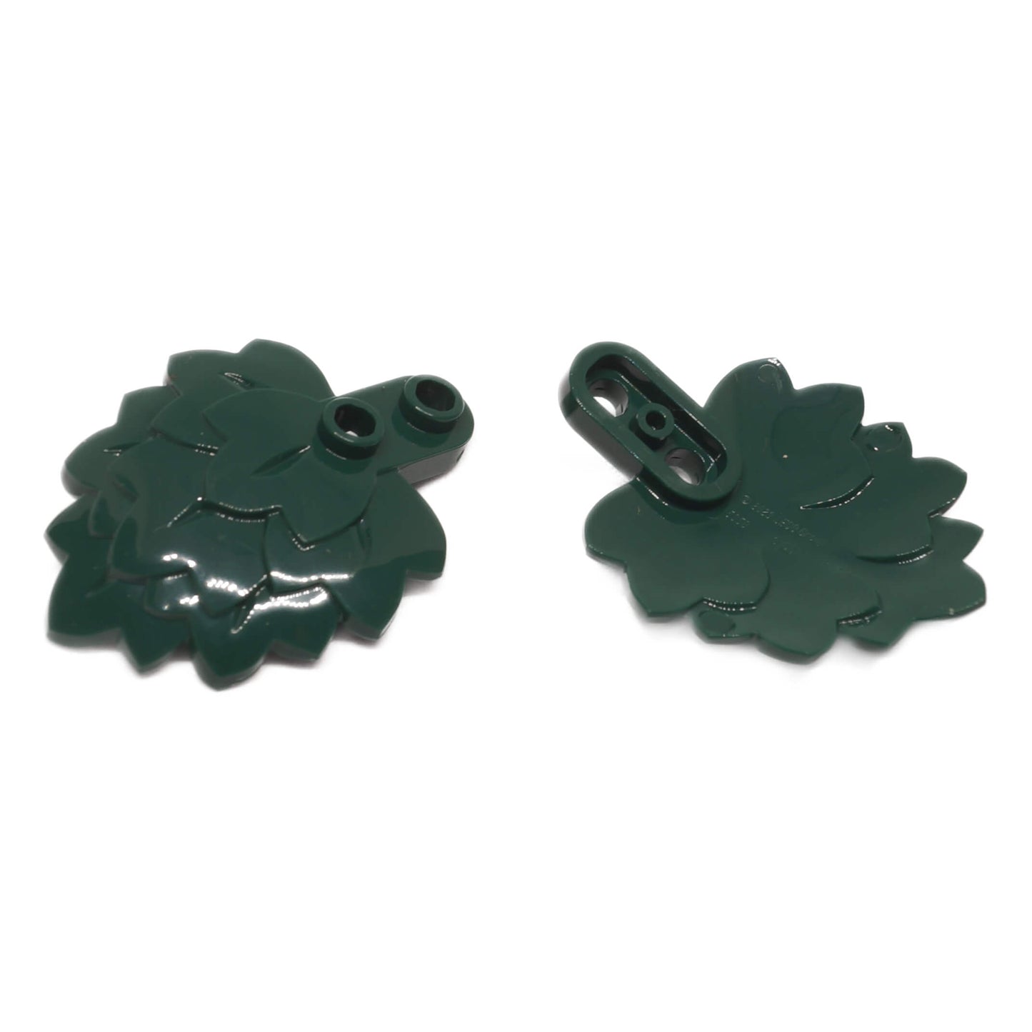 Dark green round 1 x 2 plant plate with layered leaves for LEGO® foliage and nature builds
