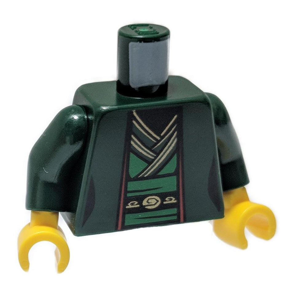 torso de halat LEGO® verde închis tunică verde deschis fâșie cu margine aurie 973pb3024c01

