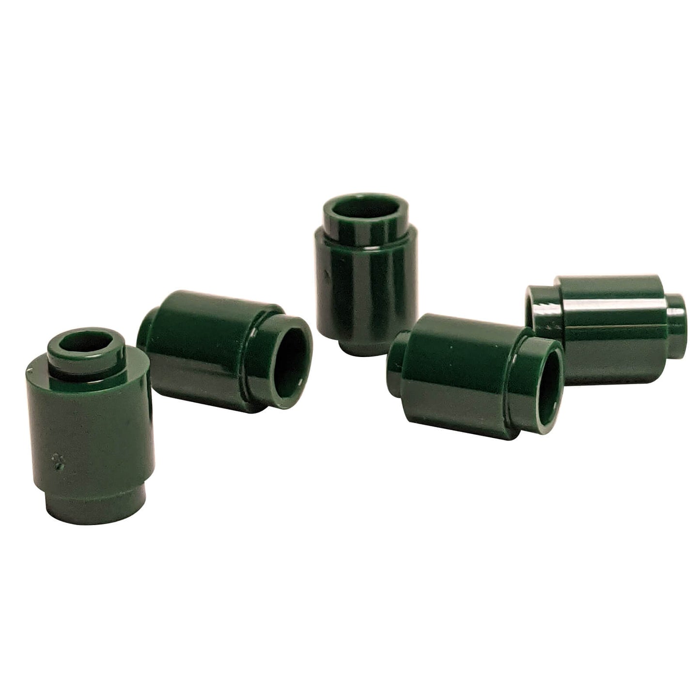 Dark green round 1 x 1 brick part 3062 with cylindrical shape for LEGO® building details and accents
