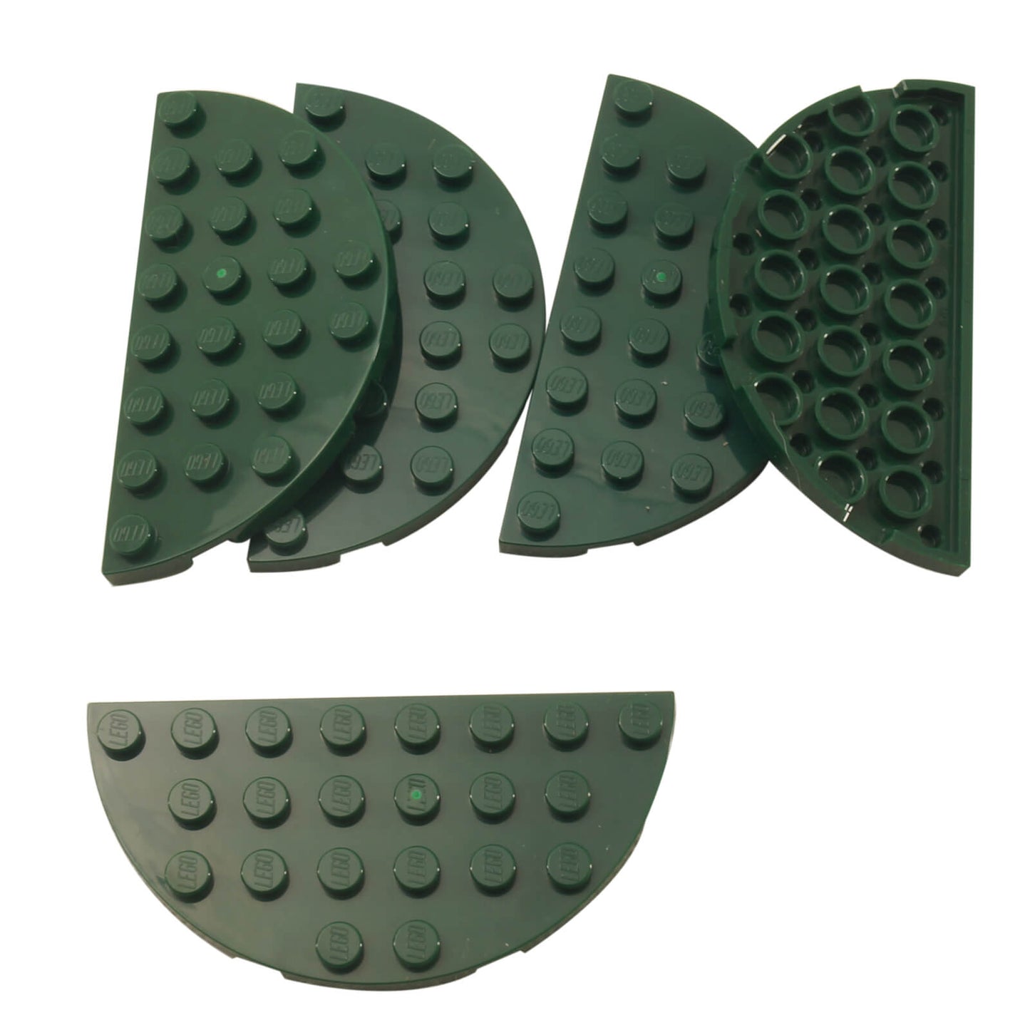 placa de canto redonda dupla 4 x 8 verde escuro com bordas curvas suaves para LEGO® bases e layouts de construção
