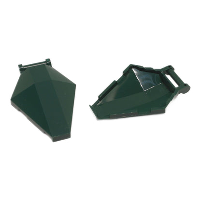Dark green 6 x 4 x 1 hexagonal windscreen with bar handle for LEGO® vehicle and cockpit builds
