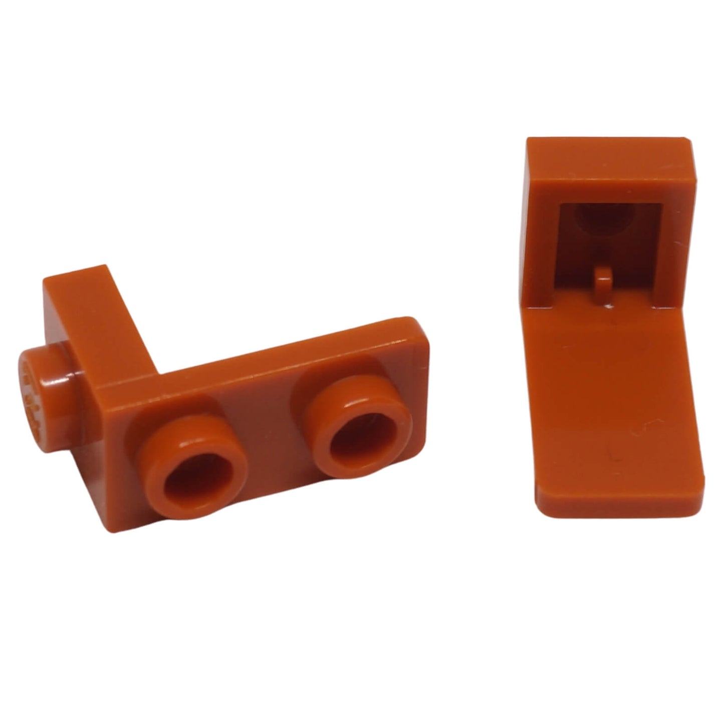 dark orange bracket 1 x 1 to 1 x 2 building part with side stud connection for detailed builds
