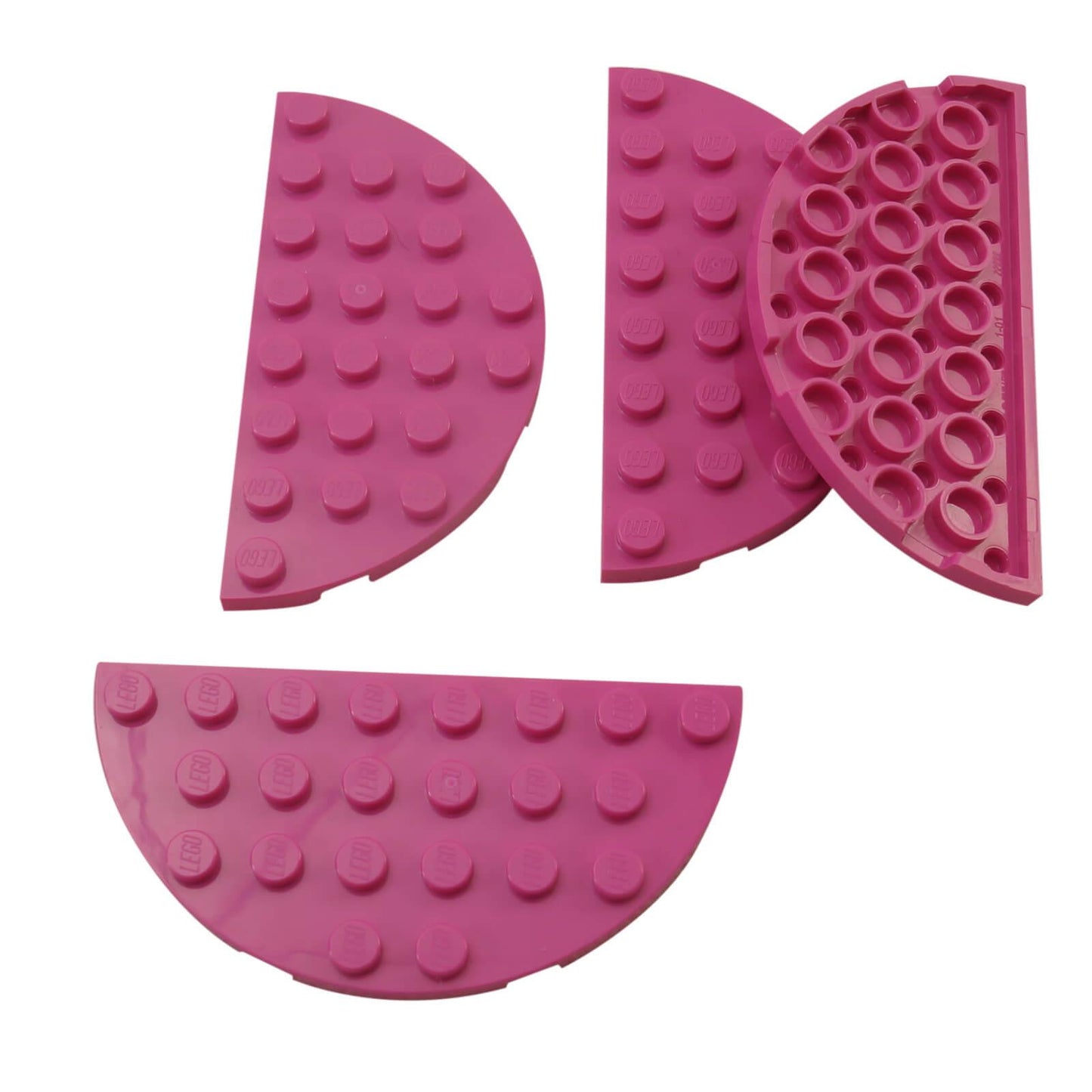 placa de canto redonda dupla 4 x 8 rosa escuro com bordas curvas suaves para LEGO® bases e layouts de construção
