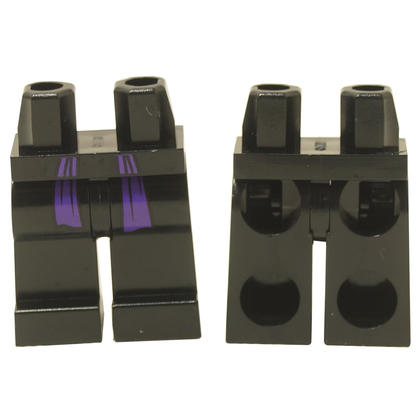 Black minifigure hips and legs with flowing dark purple waist sash print and subtle fabric fold details
