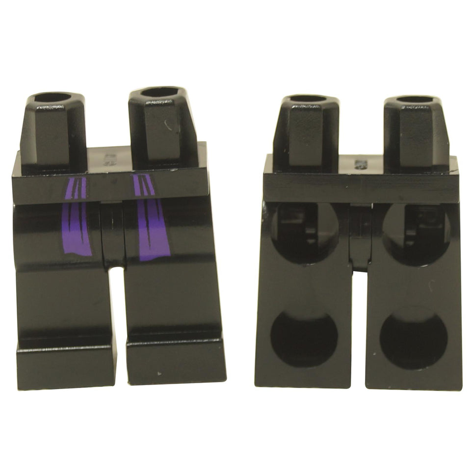 Black minifigure hips and legs with flowing dark purple waist sash print and subtle fabric fold details
