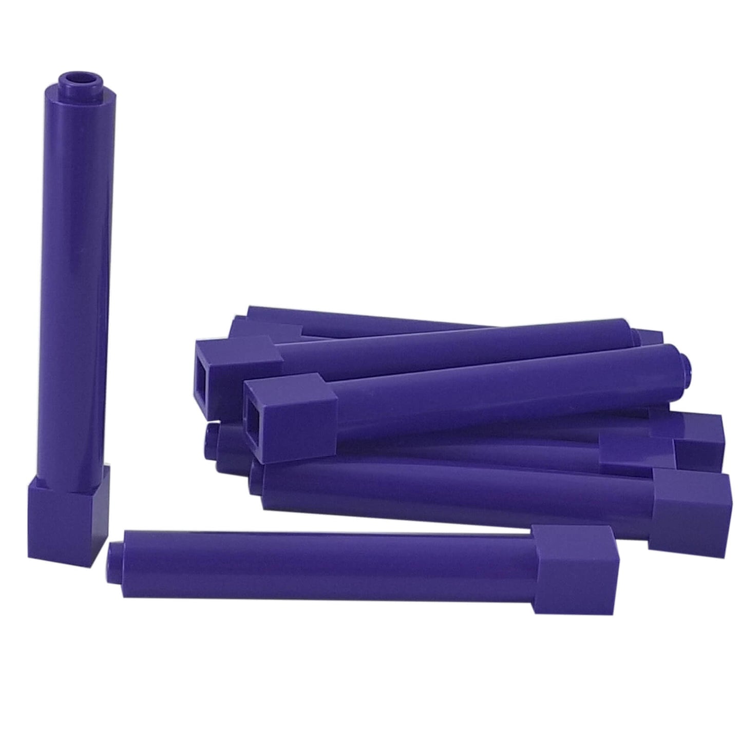 Dark purple solid pillar support 1x1x6, tall rectangular column piece for structural support and detailing.
