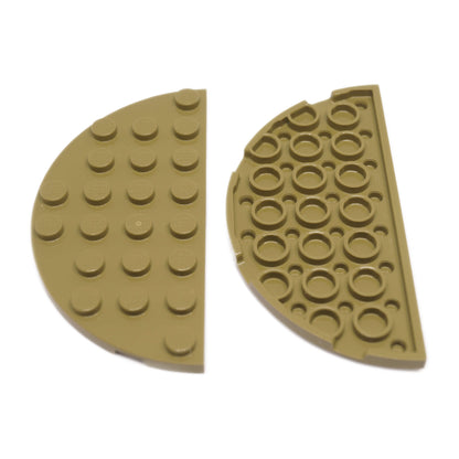 placa de canto redonda dupla 4 x 8 bege escuro com bordas curvas suaves para LEGO® bases e layouts de construção
