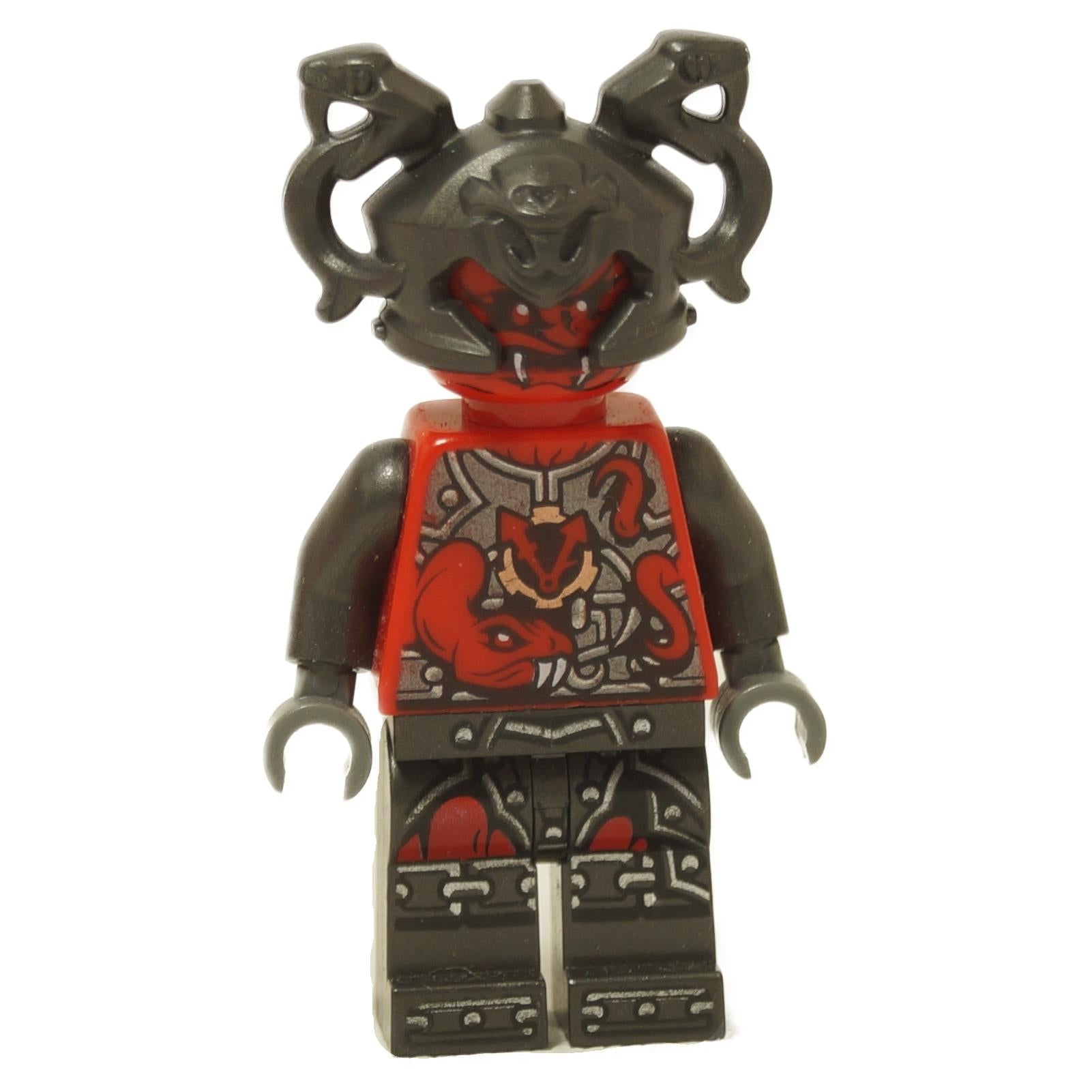 LEGO® NINJAGO Tannin minifigure njo0295 front view dark armor red serpent torso
