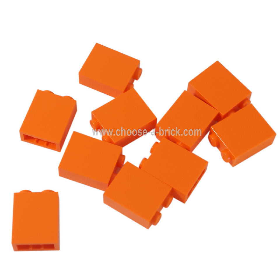 Orange LEGO Brick 1 x 2 x 2 with Inside Stud Holder, scattered view