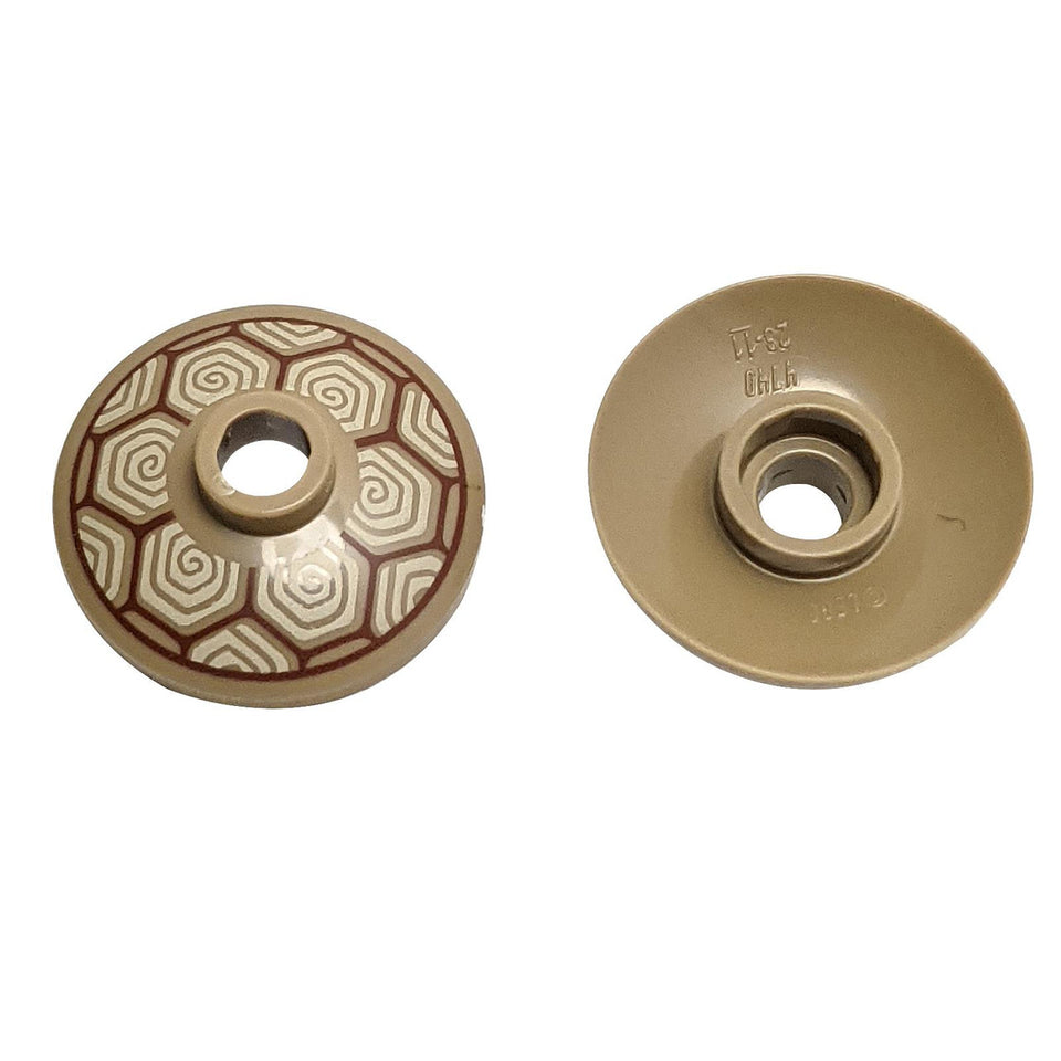 LEGO® Dish 2 x 2 Inverted Radar with Turtle Shell pattern and Reddish Brown Hexagons.