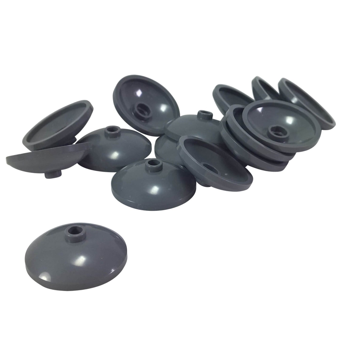 LEGO Dish 3 x 3 Inverted Radar part 43898 shown from top and underside dark bluish gray