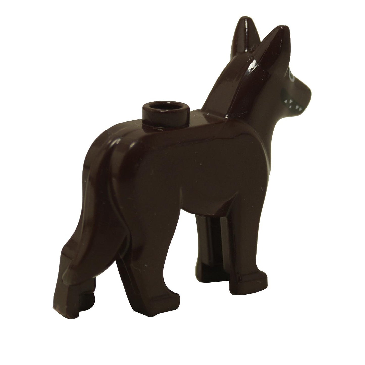  dog figure standing with pointed ears, long legs, and stud connection on back.
