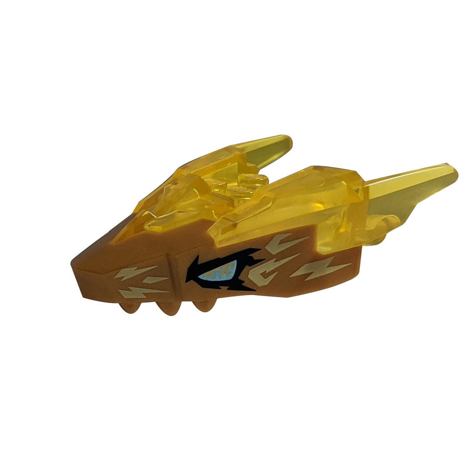 LEGO® trans yellow dragon head upper jaw with pearl gold face and blue eyes
