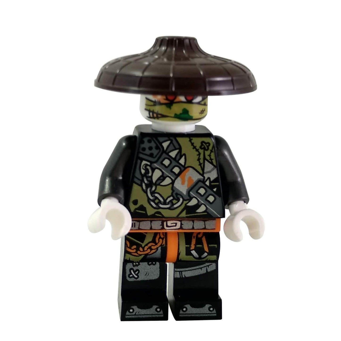 LEGO NINJAGO Dragon Hunter minifigure with dark brown hat and chainmail-style armor.
