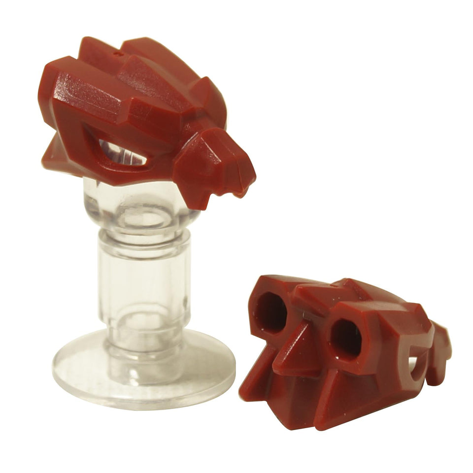 Dark red dragon upper jaw helmet headgear with bar holes and angular fang detail
