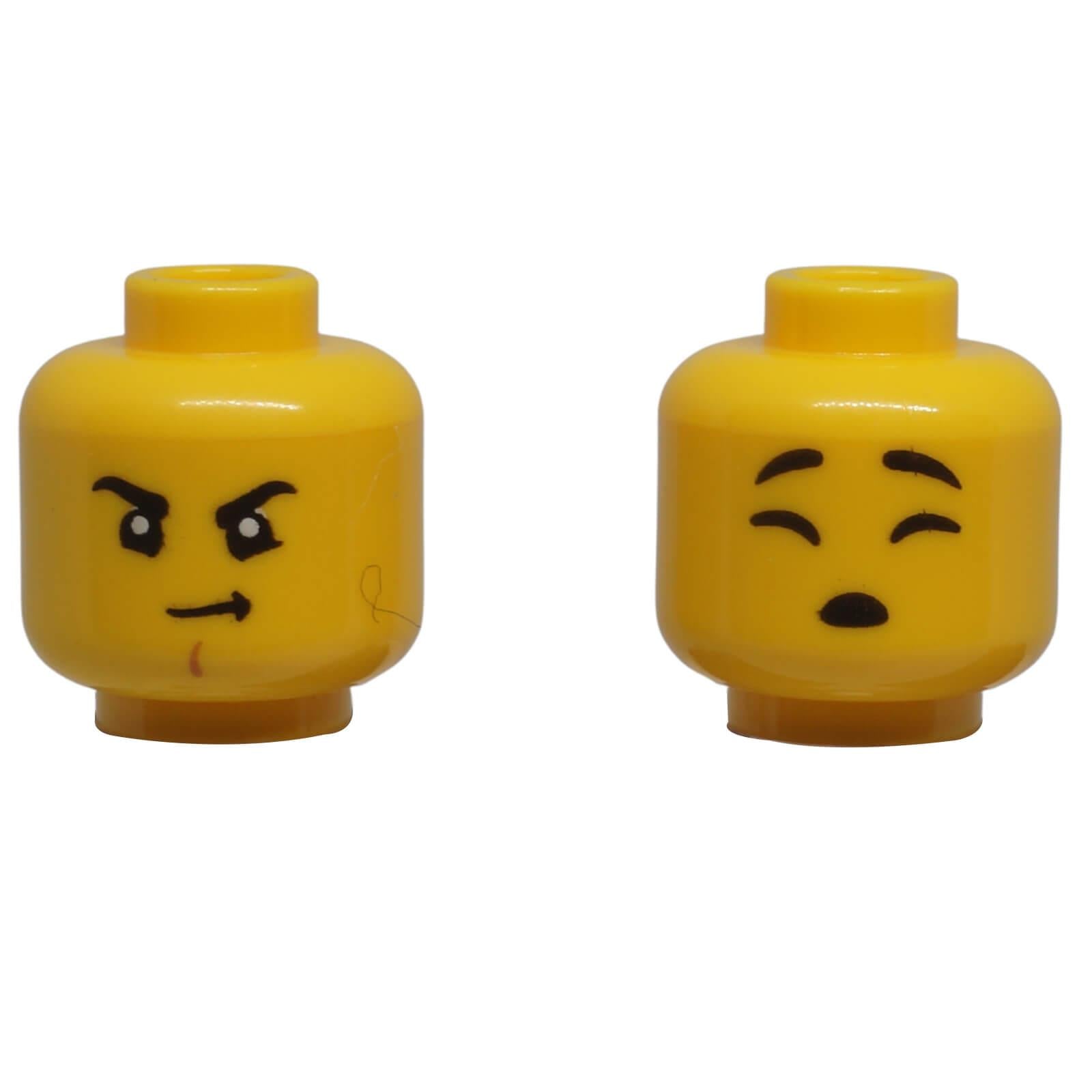 LEGO dual-sided minifigure head 3626pb3450 with scowl expression and sleeping face