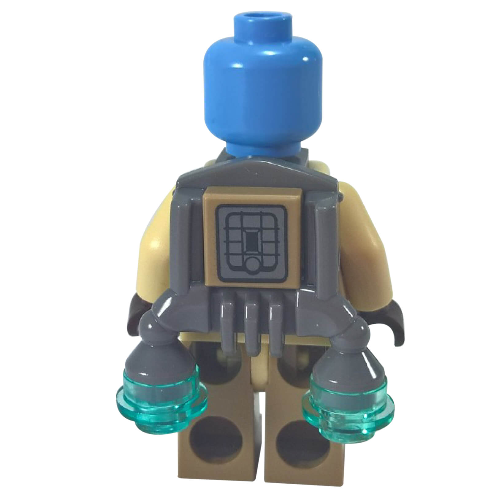 LEGO Duros Alliance Fighter minifigure sw0689 blue head red eyes jet pack, back profile