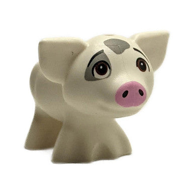 LEGO Disney Pua Schweinchen, weiß mit grauen Flecken, Schrägansicht