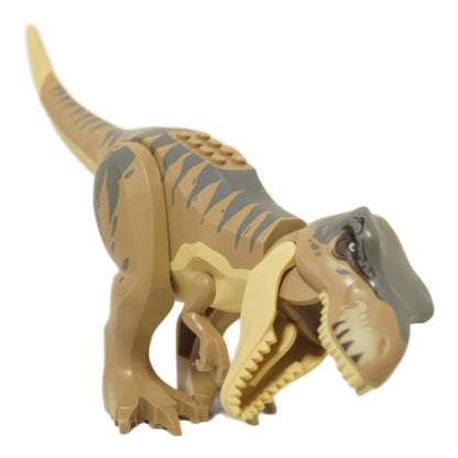 LEGO® T. rex Dinosaur (Trex12) – Tan with Dark Tan Back and Dark Bluish Gray Markings, Mouth Open Pose