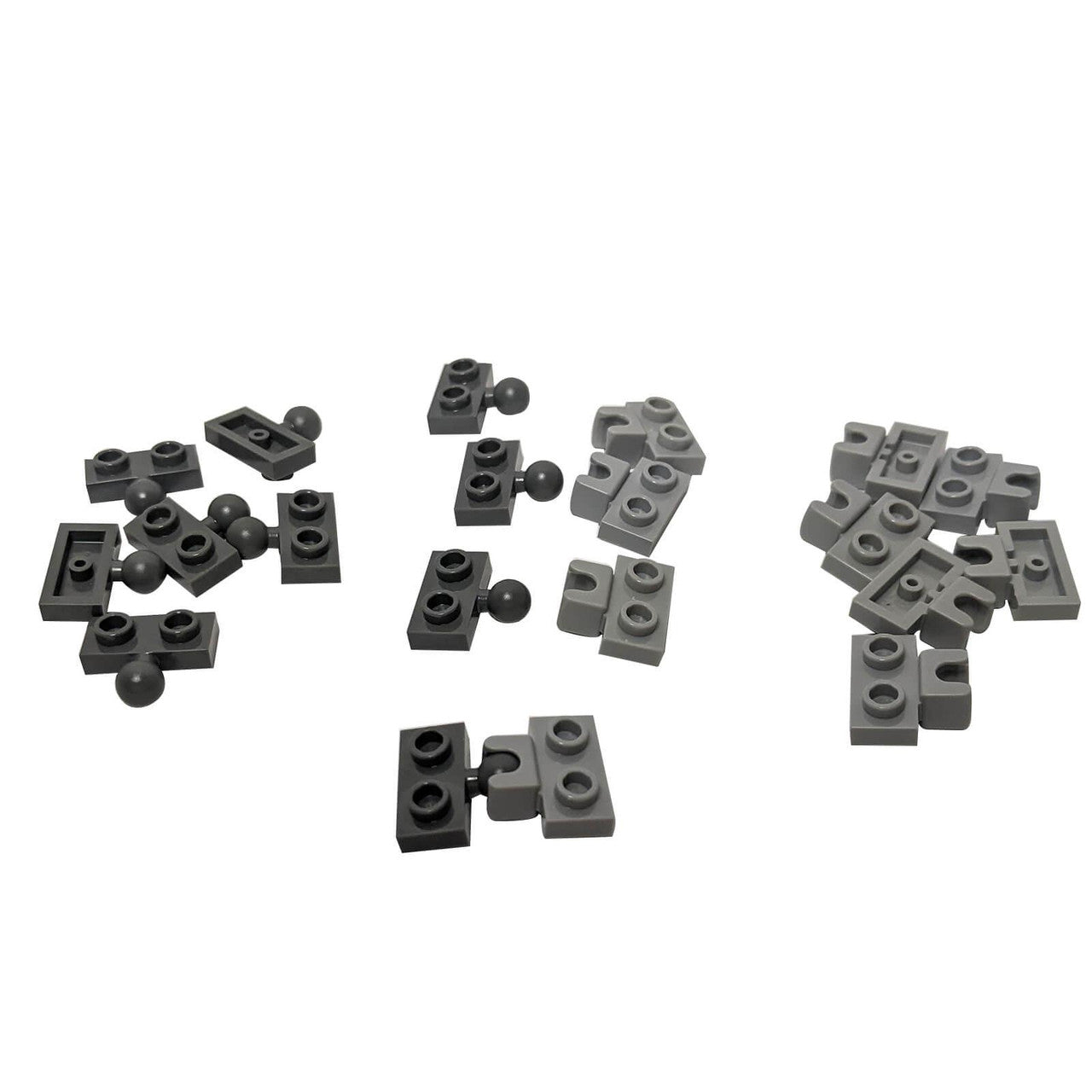 LEGO Parte 10x Placa, Modificada 1 x 2 Placas de Bola de Remolque y Socket (20 piezas) - Gris Azulado Claro - Primera Vista.