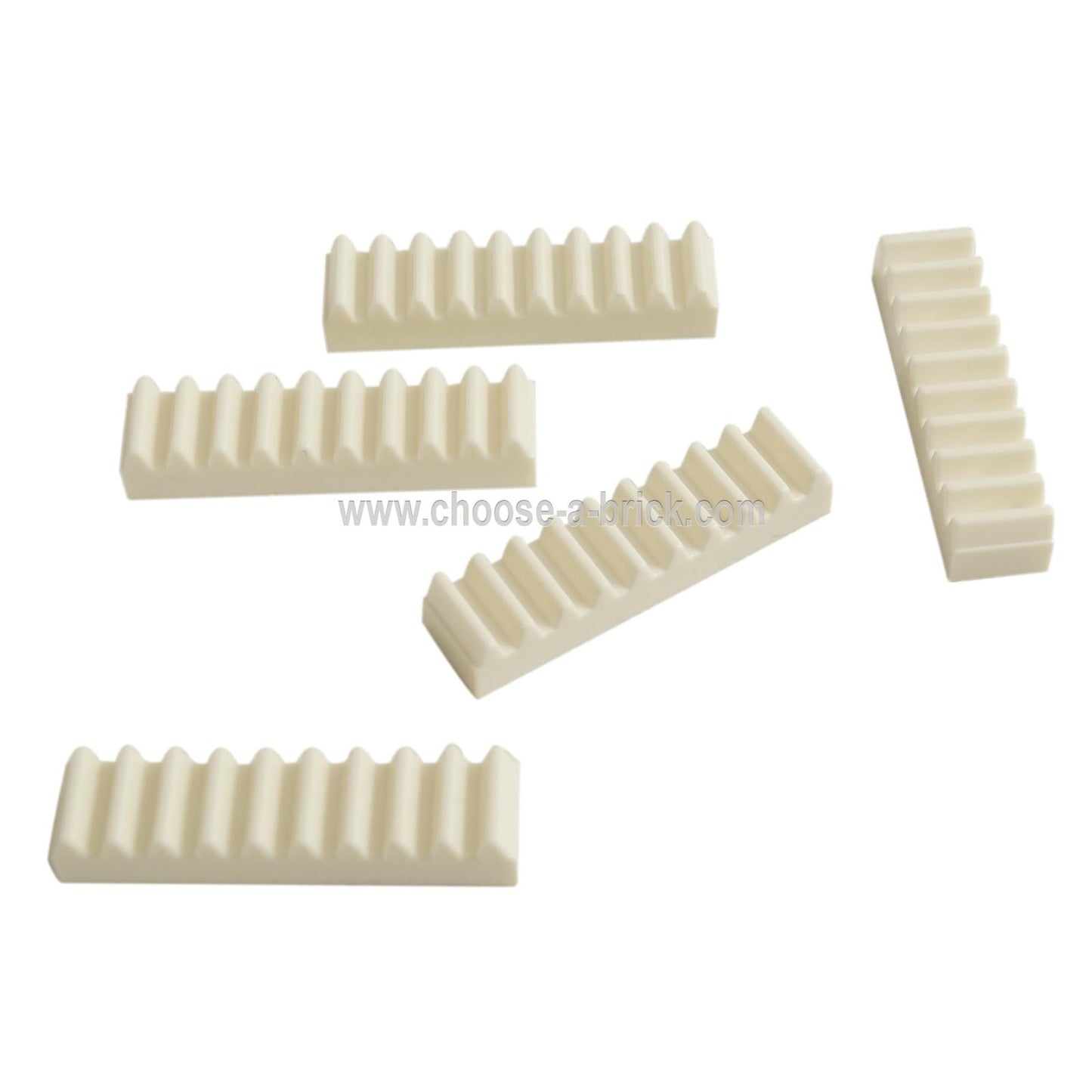 White LEGO Technic Gear Rack 1x4 (3743) — versatile Technic gear rack element for motion control and mechanical builds.  
