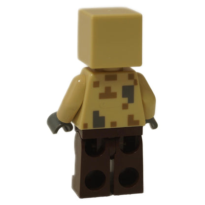 Back view of LEGO® Minecraft Husk Minifigure (min177) with tan pixelated torso pattern and dark brown legs.